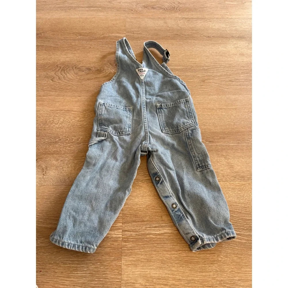 Vintage OshKosh Bgosh Kids Denim Overalls Light Wash 18M Vestbak Cotton